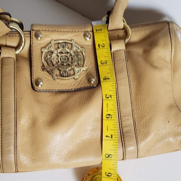 Leather KATE LANDRY Handbag Logo Metal detail Straw Yellow - Picture 5 of 16